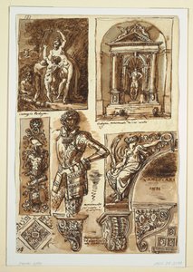 Tekening, Bladen met Studies naar Bolognese Monumenten, 1811-14