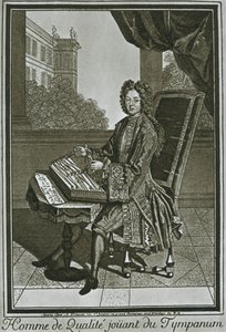 Dulcimer tympanum, Franse gravure uit de zeventiende eeuw, 1948