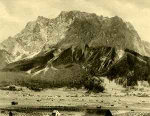 Ehrwald en de Wetterstein bergen, Tirol, Oostenrijk, ca. 1935