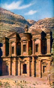 El Deir het Klooster, Petra, Jordanië, ca. 1924 door Unbekannt