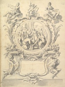 Uitgebreid ingelijste rondeel van Christus die de voeten van de apostelen wast, na 1800