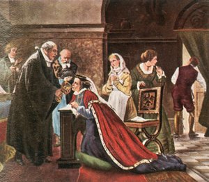 Keurvorstin Elisabeth neemt communie na de protestantse dienst, 1936 door Unbekannt