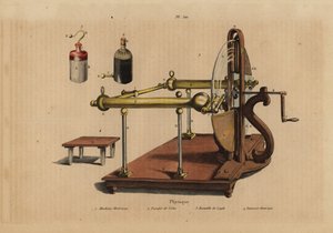 Elektrische machine, Voltaïsche stapel, Leidse fles, en elektrische stoel door Unbekannt