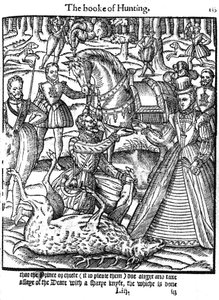 Elizabeth I voert de ceremonie van het keuren van het hert uit, 1576 door Unbekannt