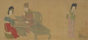 Keizer Minghuang en gemalin Yang spelen Weiqi, Ming of Qing-dynastie, 17e eeuw
