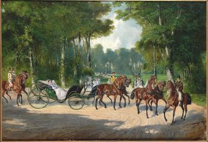 Keizerin Elisabeth in een koets in de Prater van Wenen, ca. 1860