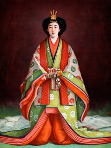 Keizerin Nagako van Japan in haar kroningsgewaden, ca. 1924 door Unbekannt