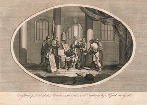 Engeland voor het eerst verdeeld in graafschappen, honderden en tythings door Alfred de Grote, c880s 1793