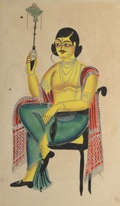 Engelse Babu inheemse Indiase klerk met een waterpijp, 1800s door Unbekannt