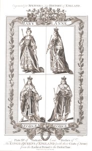 Engelse koningen en koninginnen met wapenschilden, 1780-1800 door Unbekannt