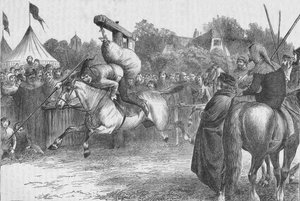 Engels feestvieren in de 14e eeuw: kantelen bij de quintain, 1905