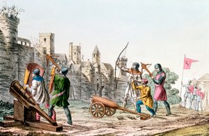 Engelse troepen vallen een Franse stad aan, Honderdjarige Oorlog, 1337-1453, ca. 1830