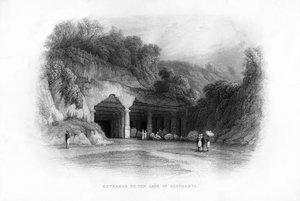 Ingang van de Elephanta Grotten, Bombay, India, 19e eeuw door Unbekannt