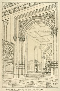 Ingang naar de verschillende rechtbanken, Guildhall, Londen, juni 1815 1886 door Unbekannt