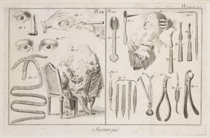 Uitrusting, vroegmoderne oogchirurgie en chirurgische instrumenten door Unbekannt
