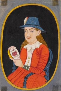 Europese, waarschijnlijk Nederlandse, vrouw met een geëmailleerd doosje, 18e-19e eeuw