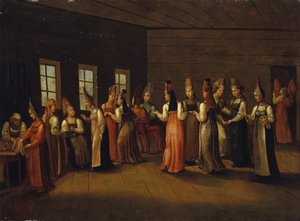 Vooravond van het huwelijk in een Koopmanshuis, eerste kwart van de 19e eeuw