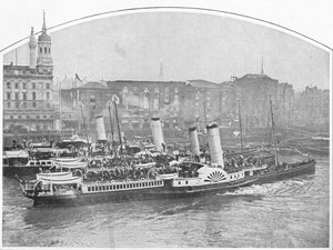Excursie stoomschepen verlaten Fresh Wharf, London Bridge, ca. 1903