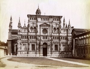 Gevel, Kerk van de Certosa di Pavia Kartuizerklooster van Pavia, Lombardije, Noord-Italië, 1890 door Unbekannt