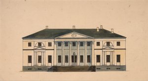 Gevel van het Huis in het Golitsyn Petrovo-Dalneye Landgoed, eerste kwart van de 19e eeuw door Unbekannt