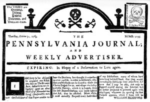 Facsimile van de Pennsylvania Journal over de Stamp Act, 1765 c1880 door Unbekannt