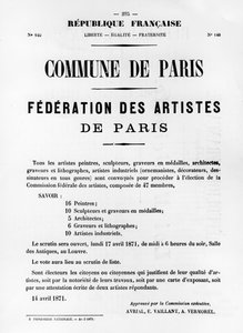 Federatie van Kunstenaars, van Franse Politieke Posters van de Parijse Commune door Unbekannt