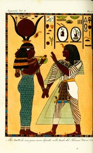 Beeld van de Egyptische godin Hathor met koning Seti I uit zijn graf in Thebe, ontdekt door Giovanni Battista Belzoni door Unbekannt