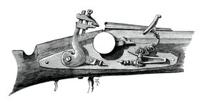 Vuursteen of snaphance van Haddon Hall, Derbyshire, ca. 1620, ca. 1880