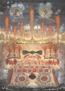 Vuurwerk en verlichting op 16 juni 1744 in Moskou, midden 18e eeuw