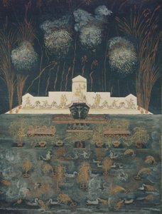 Vuurwerk en verlichting ter gelegenheid van het Verdrag van Abo op 15 september 1743, midden 18e eeuw