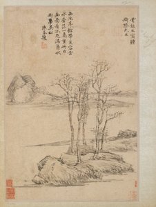 Vijf bomen op een rotsachtig voorgebergte, Qing-dynastie, 17e-18e eeuw