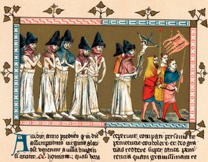 Flagellanten in de Nederlandse stad Doornik, 1349 door Unbekannt