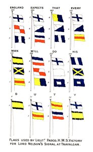 Vlaggen gebruikt voor Nelsons beroemde signaal bij de Slag bij Trafalgar, 1805 door Unbekannt