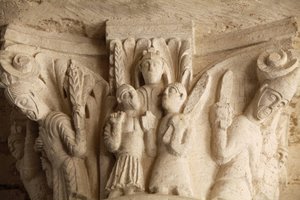 Fleury abdij basiliek portiek kapiteel, Saint Benoit sur Loire, Frankrijk