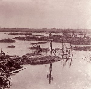 Overstroming, Vlaanderen, België, c1914-c1918 door Unbekannt