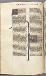 Fol. 148v, Kronieken I, gehistorieerde initiaal A, drie afstammelingen van Adam