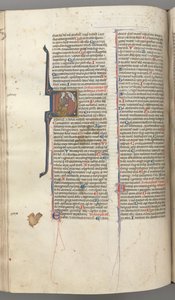 Fol. 220v, Psalm 38, gehistoriseerde initiaal D, David knielend, wijzend naar de buste van God boven
