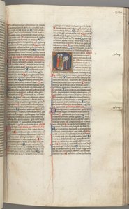 Fol. 230r, Psalm 97, gehistorieerde initiaal C, twee geestelijken zingend bij een lessenaar, ca. 1275-1300 door Unbekannt