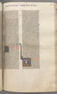 Fol. 273r, Jesaja, gehistorieerde initiaal V, de marteldood van Jesaja, ca. 1275-1300