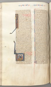 Fol. 292v, Jeremia, gehistorieerde initiaal V, de steniging van Jeremia, ca. 1275-1300