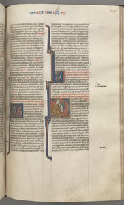 Fol. 317r, Baruch, gehistoriseerde initiaal H, Baruch zittend aan een bureau schrijvend op een rol, ca. 1275-1300 door Unbekannt