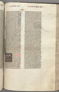 Fol. 357r, Obadja, gehistorieerde initiaal V, Obadja en een Jood in discussie, ca. 1275-1300 door Unbekannt