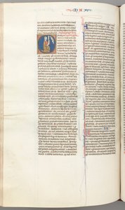 Fol. 360v, Nahum, gehistorieerde initiaal O, Nahum knielend met een rol, buste van God erboven, ca. 1275-13 door Unbekannt