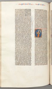 Fol. 361v, Habbakuk, gehistorieerde initiaal O, Habbakuk met een mand en twee stenen..., c. 1275-130 door Unbekannt