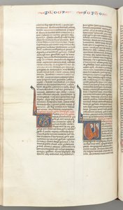 Fol. 362v, Zephaniah, gehistorieerde initiaal V, Zephaniah knielend met een rol, buste van God..., ca. 12e eeuw