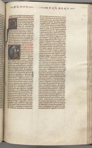 Fol. 370r, Makkabeeën I, gehistorieerde initiaal E, Mathathias doodt de afgodische Jood, ca. 1275-1300 door Unbekannt