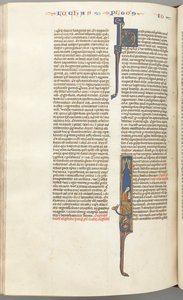 Fol. 425v, Johannes, gehistorieerde initiaal I, Johannes zittend schrijvend, ca. 1275-1300