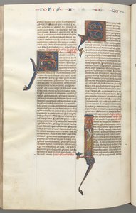 Fol. 481v, Judas, gehistorieerde initiaal I, Judas staande met een rol, ca. 1275-1300 door Unbekannt