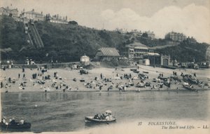 Folkestone. Het strand en liften, eind 19e-begin 20e eeuw