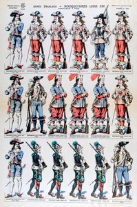 Frans leger, musketiers van Lodewijk XIII, 17e eeuw 19e eeuw